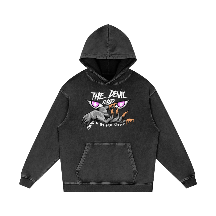 The Devil Said Acid Wash Hoodie