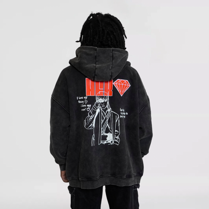 Super Acid Wash Zip Up Hoodie