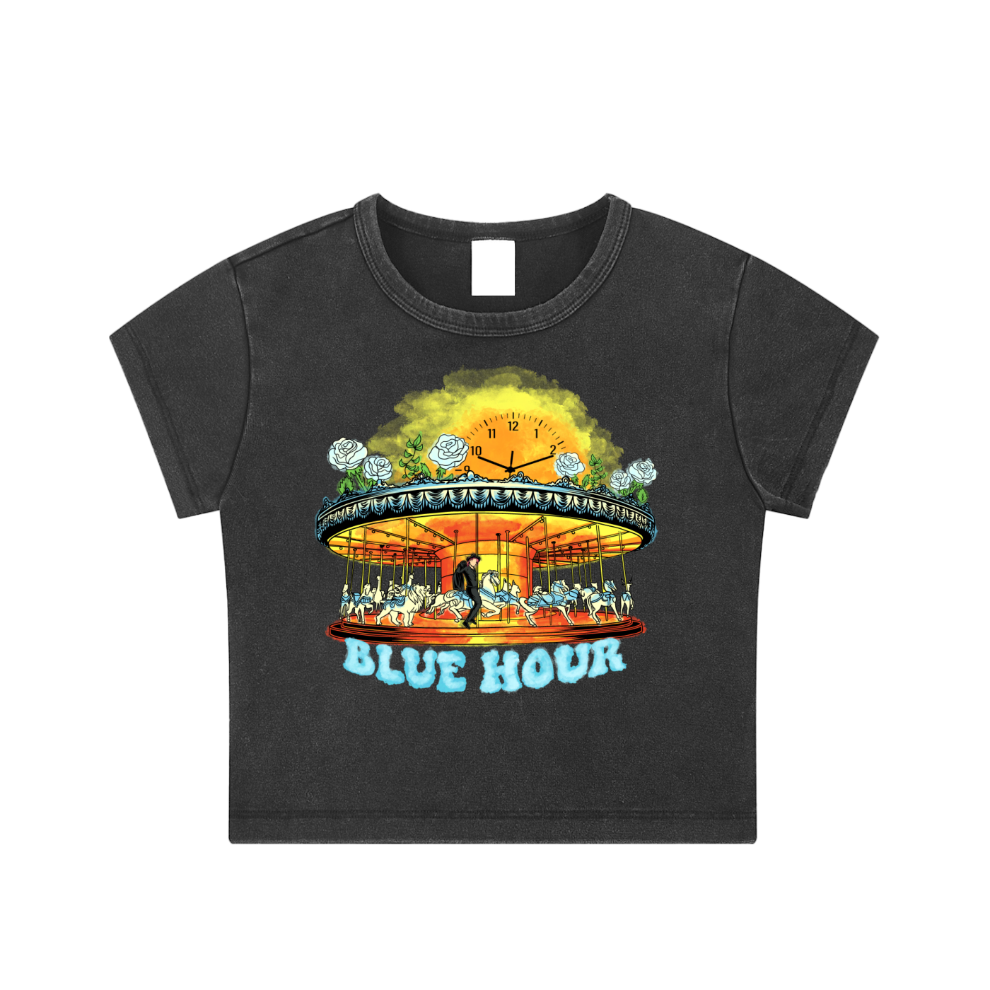 Blue hour,txt,tomorrow x together,crop top,tee,baby tee,tshirt,shirt
