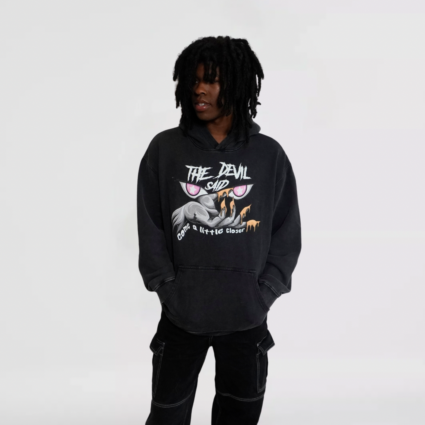 The Devil Said Acid Wash Hoodie