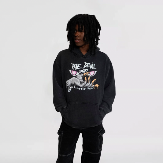 The Devil Said Acid Wash Hoodie